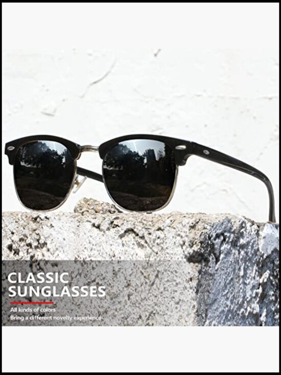 Polarized Sunglasses for Men Women Retro Semi Rimless UV  display picture 3